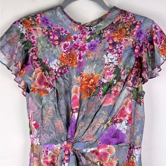 ALL-SAINTS Jemille Lucia Silk Blend Floral Mini Dress 6 NWT $329 - Picture 6 of 9